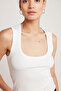 Bıana Women's 100% Cotton Corded Look Body-Fitted Thick Straps Round Neck White Undershirt - 2