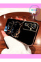 Luxury Silicone Case for Tecno Pova 4 Pro with Black Hello Kitty Stand Gold Detail