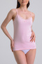 Cotton Lace Lycra Rope Strap V-Neck Pink Tank Top - 2