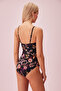 Detailed Bandeau Patterned Swimsuit - 4