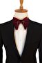 Burgundy Velvet Big Bow Tie with Gold Color Chain P1403 - 4