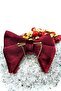 Burgundy Velvet Big Bow Tie with Gold Color Chain P1403 - 3