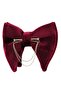 Burgundy Velvet Big Bow Tie with Gold Color Chain P1403