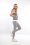 Women's Gray Leg Zipper Detailed T-shirt Hooded 3-Piece Set - 2