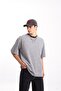Flaw Atelier Basic Navy Blue Striped Gray Oversize T-Shirt - 6