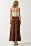 Women's Brown Flounce Summer Midi Skirt DD01231 - 6