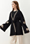 Black Woven Embroidered Cape & Abaya & Kimono TCTSS24KF00018 - 3