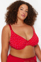 Red Polka Dot Mesh Large Size Bra TBBAW24CW00002