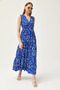 Women's Cobalt Blue Double Breasted Collar Patterned Maxi Knitted Dress ELB-19002125 - 2