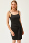 Women's Black Strap Waist Belt Detailed Knitted Dress ELB-19002118