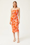 Women's Orange Thin Strap Collar Tied Slit Midi Dress ELB-19002126 - 2