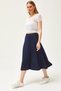 Women's Navy Blue Elastic Waist Flowing Twist Skirt ETK-19000258