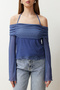Indigo Flare Sleeve Tie Detailed Knitted Blouse TWOSS24BZ00046 - 4