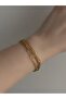 Steel Gold 3 Row Patterned Paperclip Model Fiona Bracelet - Does Not Tarnish - - 4