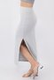 Women's Gray Cotton Corded Knitted Slit Pencil Skirt - 5