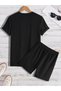 Unisex Black Wing Printed Oversize Shorts T-shirt Cotton Pajama Set - 2
