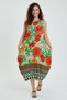 Women's Green Floral Patterned Sleeveless Balloon Dress - 3
