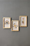 Kids Room Wooden Framed Painting Set, 3 Piece Minimalist Decor Set