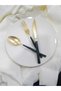 Elegant Gold Satin Black Mother of Pearl 36 Piece Small Family Suit - 5