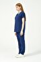 Cobalt Blue Lycra Scrubs Cargo Pocket Doctor Nurse Uniform Bat Sleeve Set Unisex - 3