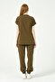 Khaki Lycra Scrubs Cargo Pocket Jogger Leg Doctor Nurse Uniform Bat Sleeve Set Unisex - 4