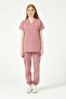 Dusty Rose Lycra Scrubs Cargo Pocket Jogger Leg Doctor Nurse Uniform Bat Sleeve Set Unisex - 2