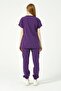 Purple Lycra Scrubs Cargo Pocket Jogger Leg Doctor Nurse Uniform Bat Sleeve Set Unisex - 4