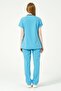Baby Blue Lycra Scrubs Cargo Pocket Jersey Bat Sleeve Set Unisex - 4