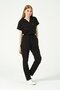 Black Lycra Scrubs Cargo Pocket Doctor Nurse Uniform Bat Sleeve Set Unisex