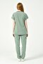 Green Lycra Scrubs Cargo Pocket Doctor Nurse Uniform Bat Sleeve Set Unisex - 4