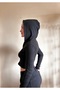 Double zipper crop Soft soft fabric zipper hooded crop