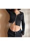 Double zipper crop Soft soft fabric zipper hooded crop - 4