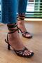 Spark Black Ankle Strap Women's Heeled Sandals - 4
