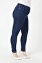 Dark Blue Large Size Lycra High Waist Jean Trousers - 4