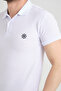 Men's White Polo Collar Cotton Short Sleeve Waffle T-shirt - 4