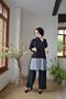 Mesh Detailed Black and White Hijab 2-Piece Set with Black Trousers