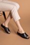 Women's Genuine Leather Dowry Slippers Özl.326 - Black - 39 - 3