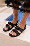 Sevilla Women's Black Genuine Leather Slippers