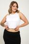 Women's White Round Neck Crop Tank Top