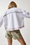 Women's White Embroidered Tasseled Oversize Denim Jacket SA00018 - 6
