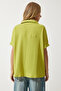 Women's Olive Green Polo Neck Knitted Crinkle Blouse DD01299 - 5