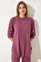 Women's Dusty Rose Corded Knitted Blouse Trousers Set KH00088 - 3