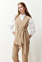 Camel Accessory Detail Woven Fabric Vest Trousers Top and Bottom Set TCTSS24US00035 - 3