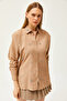 Women's Taupe Collar and Front Embellished Oval Woven Shirt GML-19001149 - 5