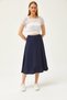Women's Navy Blue Elastic Waist Flowing Twist Skirt ETK-19000258 - 3