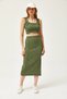 Women's Green Polka Dot Top Blouse Bottom Skirt Knitted Bottom Top Set TKM-19000281 - 5