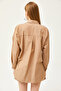 Women's Taupe Collar and Front Embellished Oval Woven Shirt GML-19001149 - 6