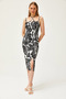 Women's Black Thin Strap Collar Tied Slit Midi Dress ELB-19002126 - 6