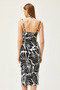 Women's Black Thin Strap Collar Tied Slit Midi Dress ELB-19002126 - 5