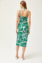 Women's Green Thin Strap Collar Tied Slit Midi Dress ELB-19002126 - 6